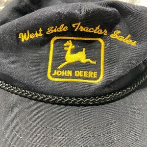 Vintage John Deere Black Cap with Yellow Embroidery Pre Owned adjustable